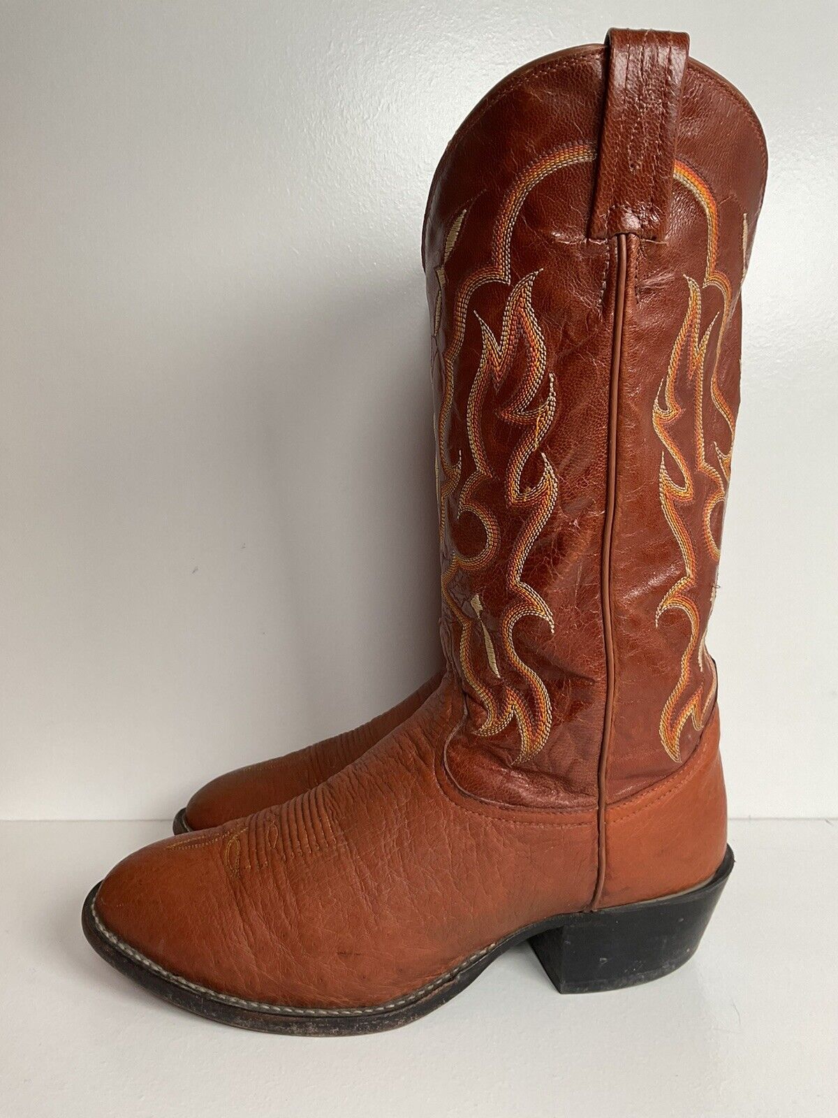 Vintage Tony Lama Exotic Smooth Ostrich Cowboy Boots 8.5 EE Old White Label