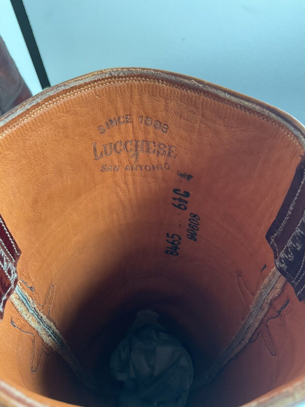 Vintage Lucchese San Antonio Leather Cowgirl Boots 6.5 C Stove Pipe