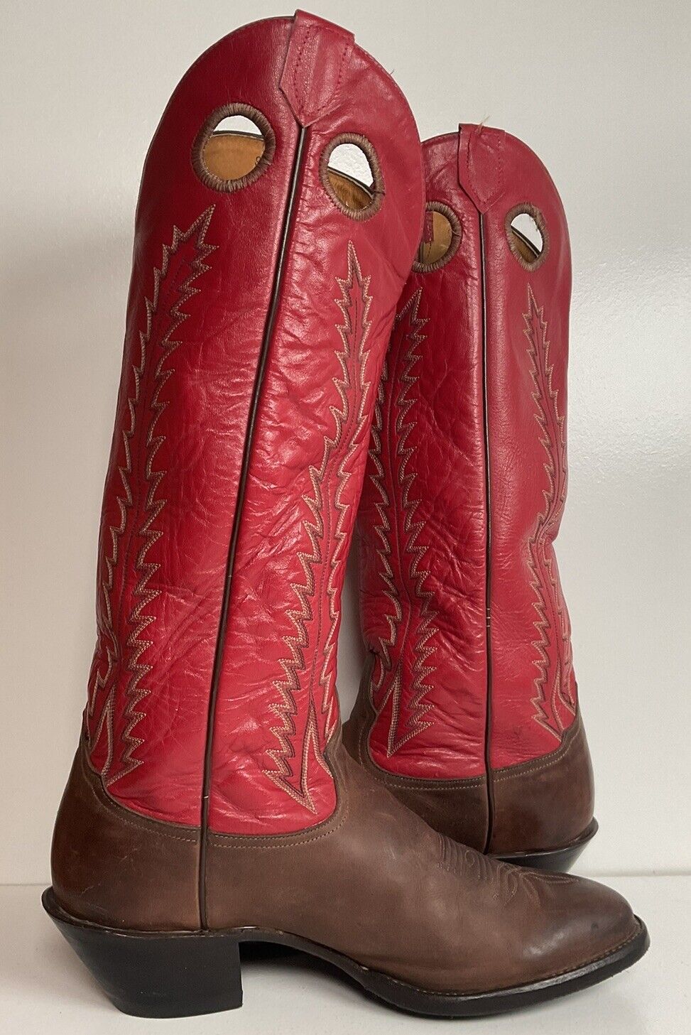 Vintage Tony Lama 18” Buckaroo Cowboy Boots 11 D Punchy USA