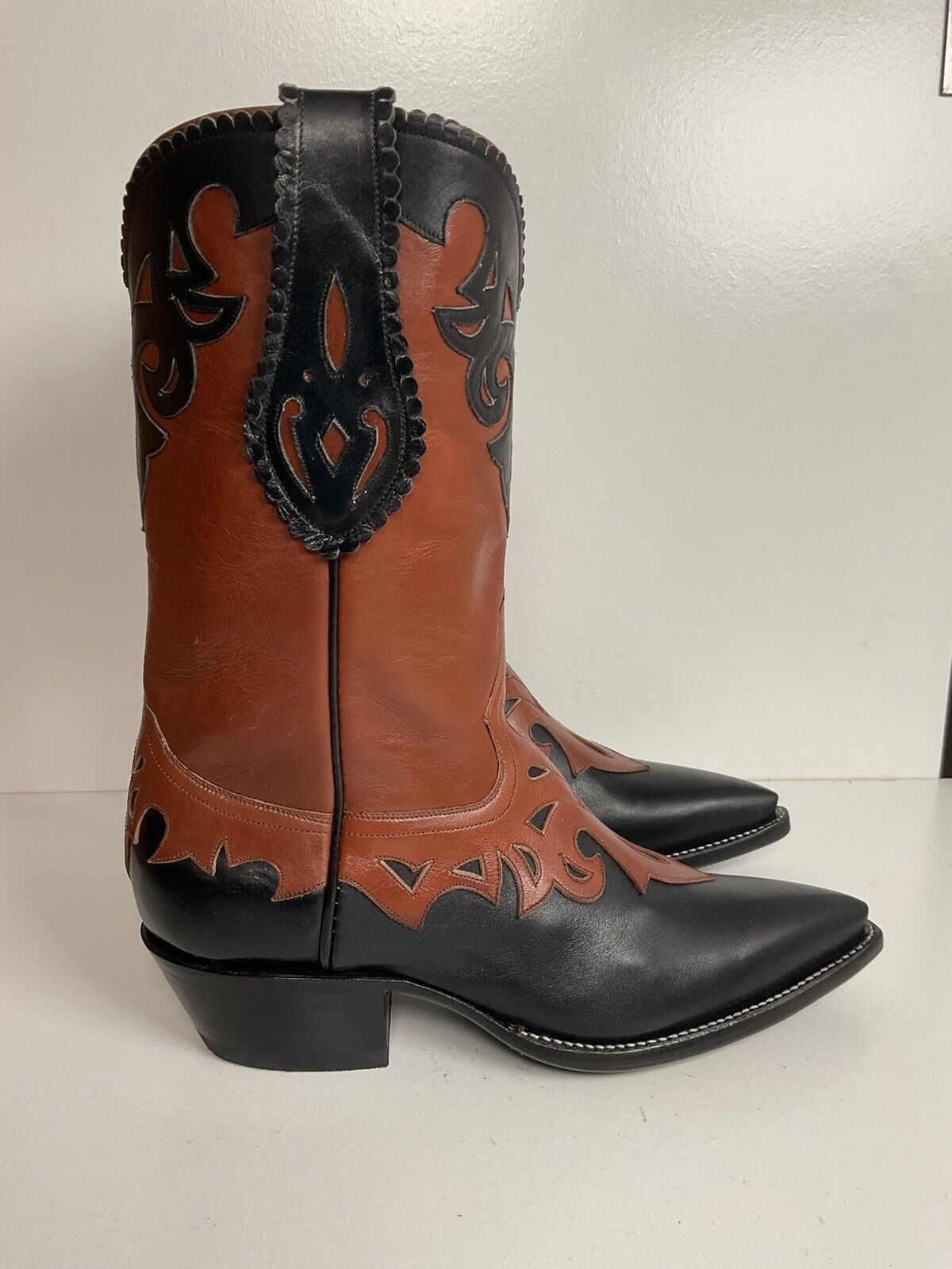 Vintage Rocketbuster Cowgirl Boots 4.5 Men | 5.5-6 Women Tooled Overlay Mule Ear