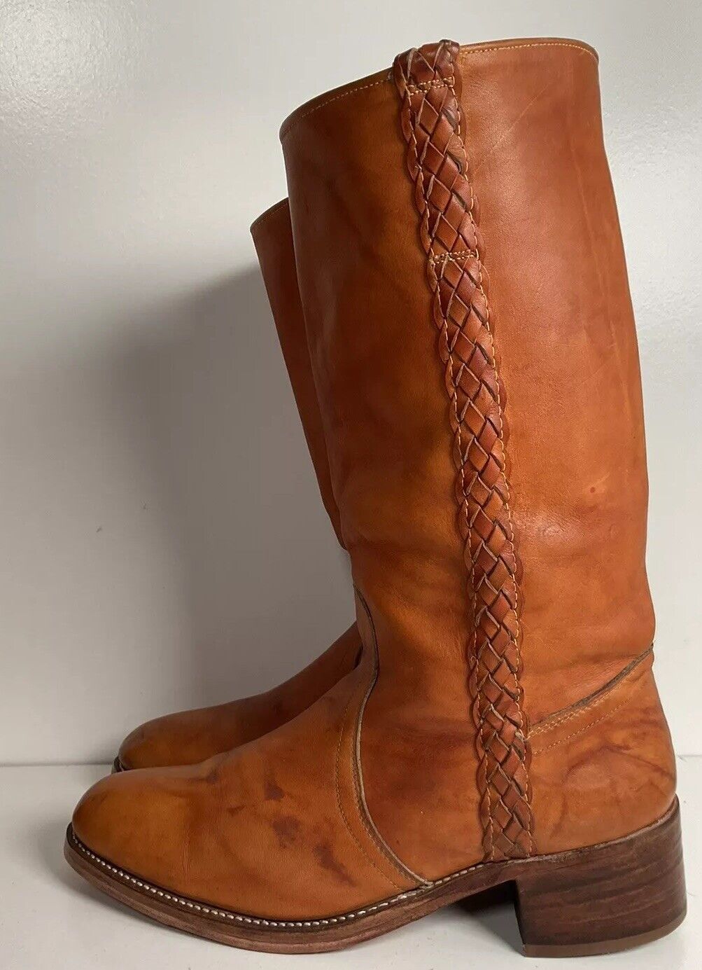 Vintage Dingo Acme Braided Campus Boots 10 D New Half Soles