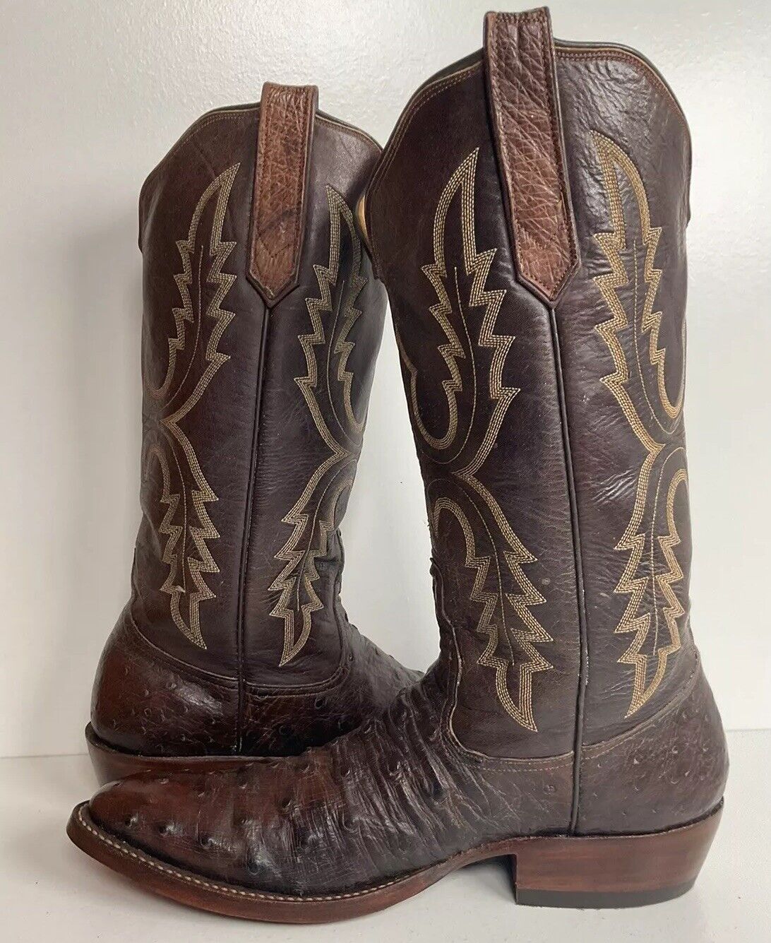 Vintage Rios Of Mercedes Exotic Ostrich Quill Cowboy Boots 8.5 B New Welts