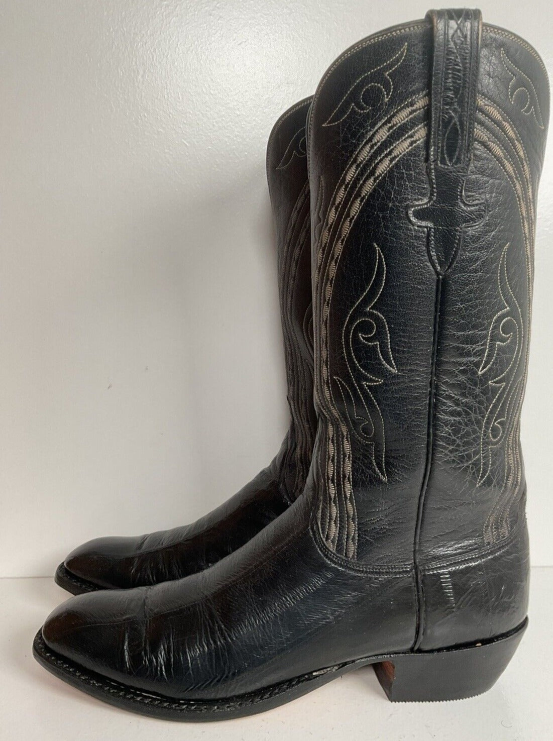 Lucchese San Antonio Exotic Eel Cowboy Boots 9 B Vintage French Toe