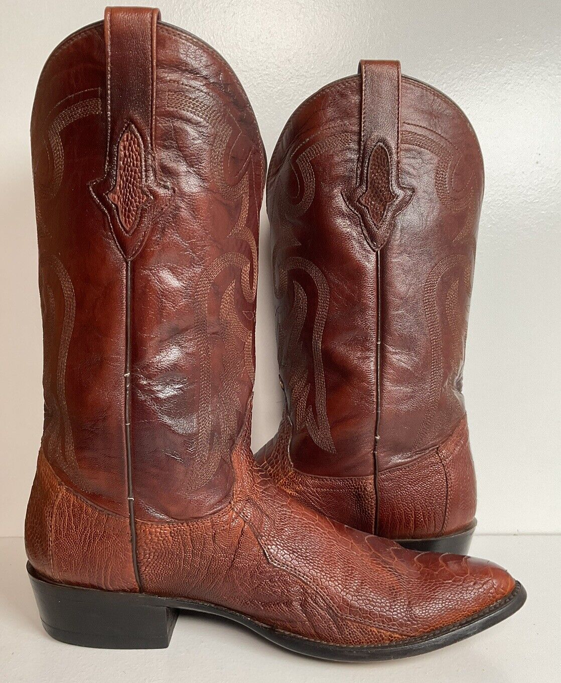 Lucchese For Resistol Ranch Exotic Ostrich Leg Cowboy Boots 11.5 D