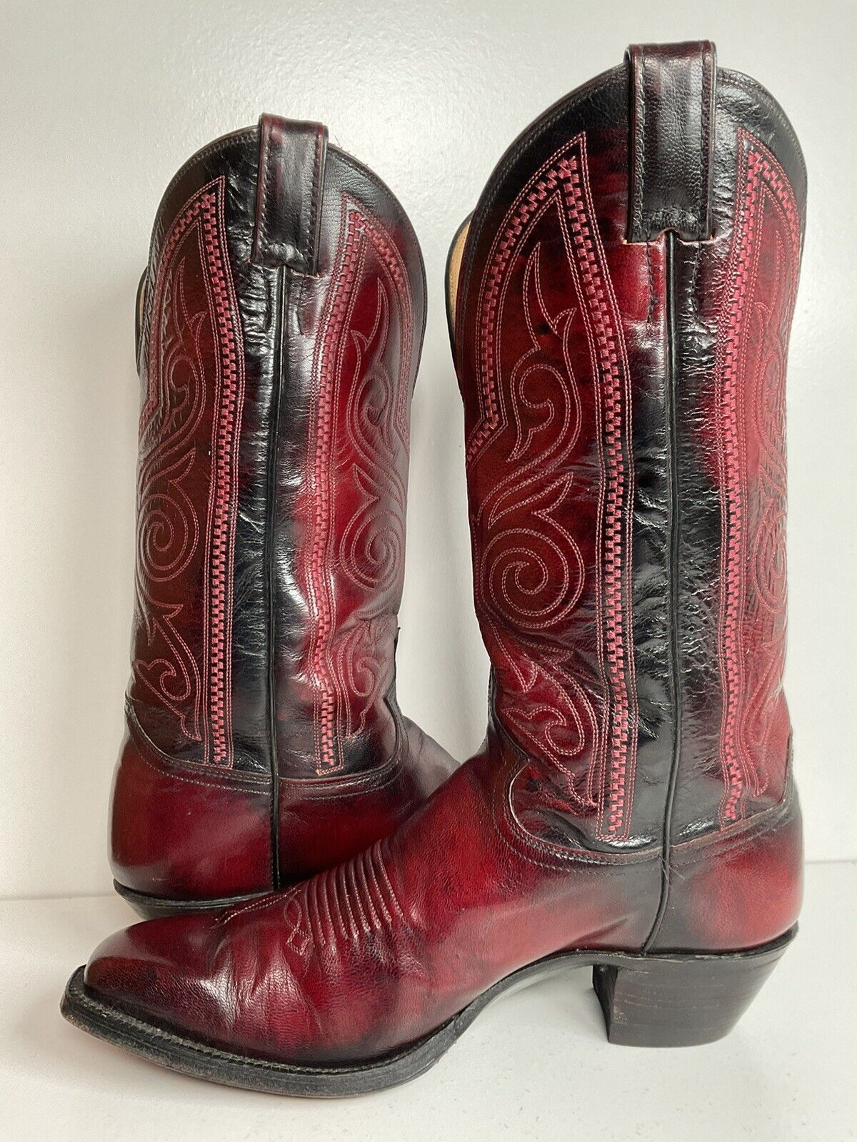 Vintage Justin Oxblood Cowboy Boots 9 D French Toe USA Made