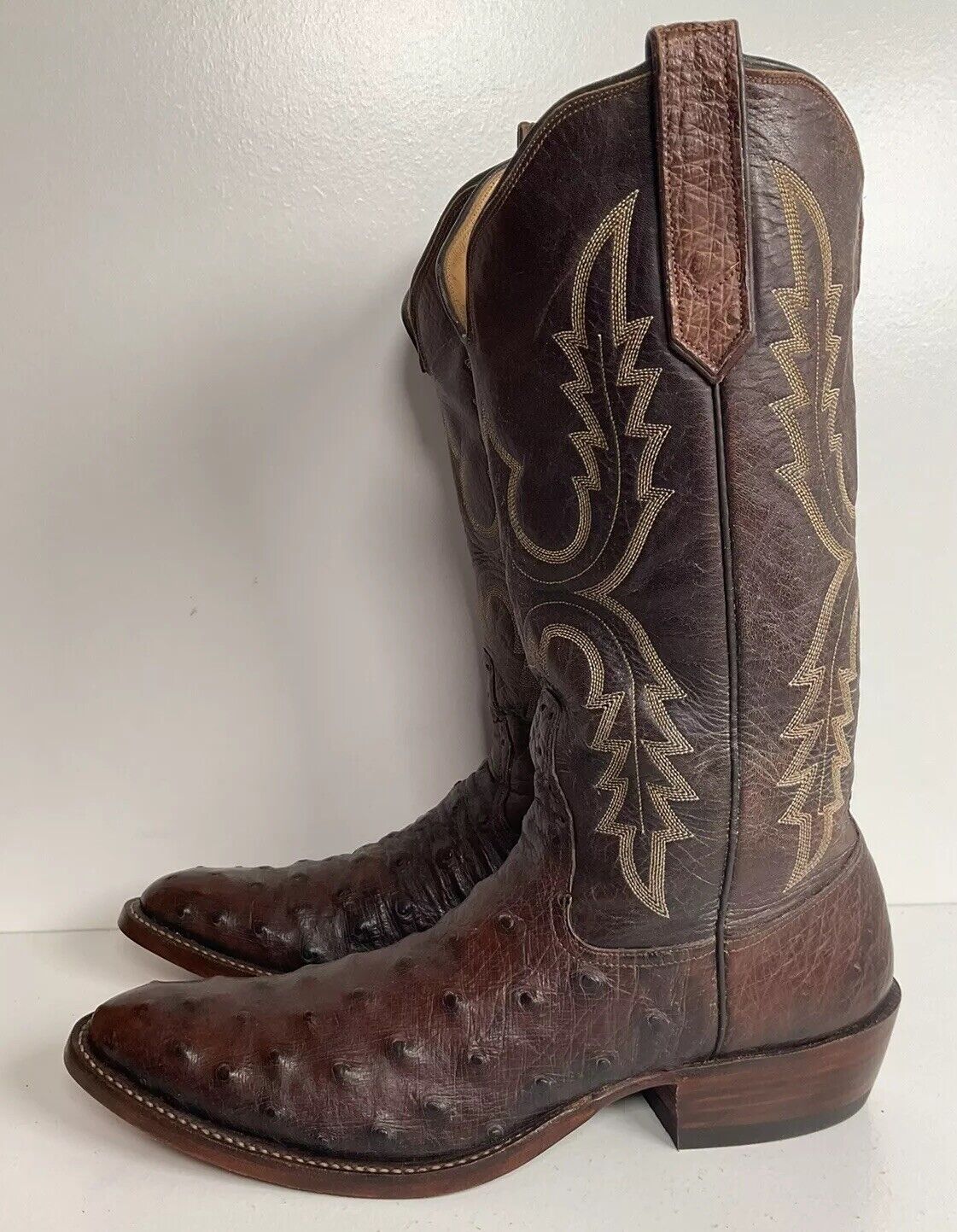 Vintage Rios Of Mercedes Exotic Ostrich Quill Cowboy Boots 8.5 B New Welts