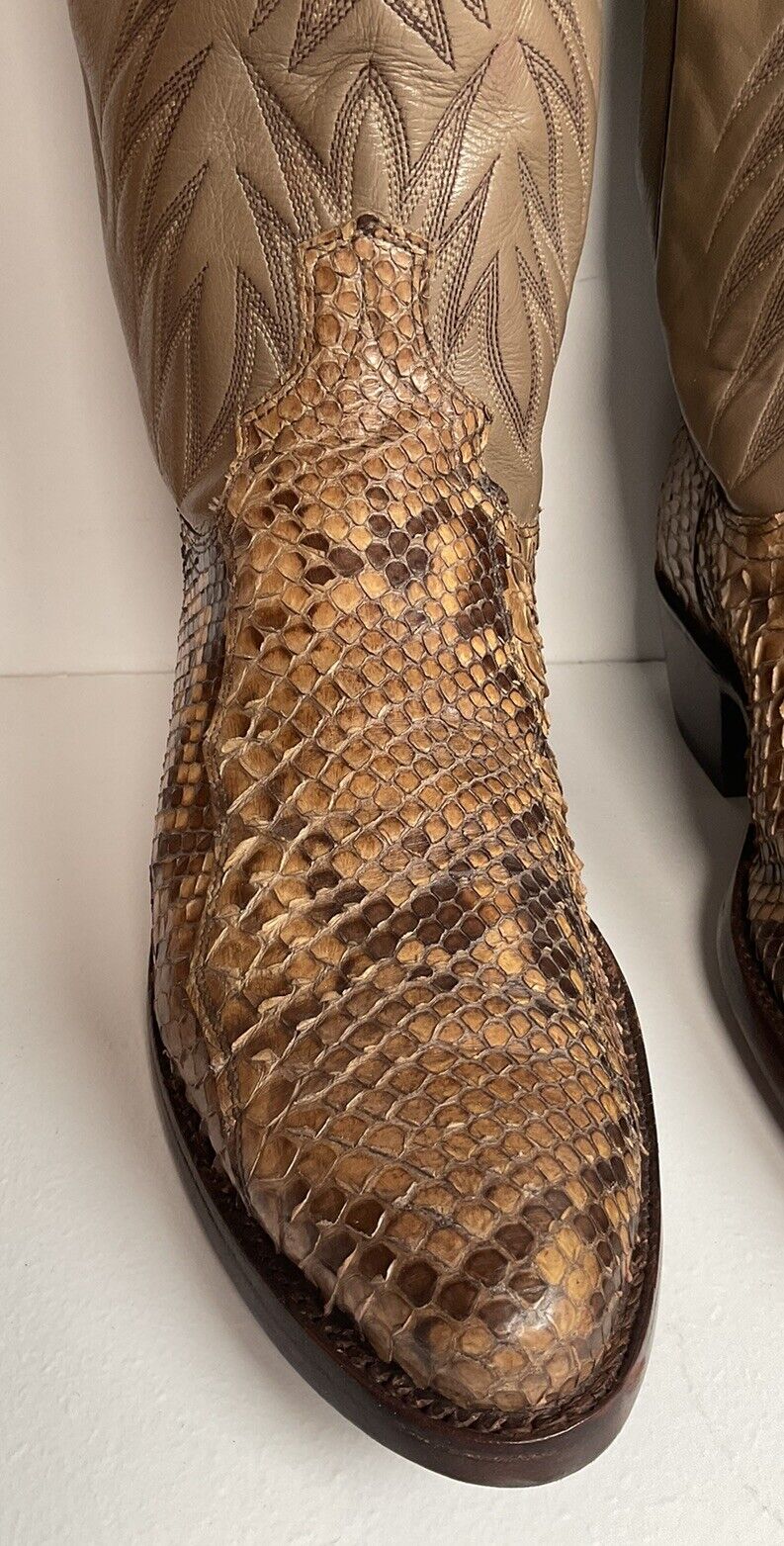 Dan Post Front Cut Python Cowboy Boots 9 D Snakeskin USA Vintage Resoled