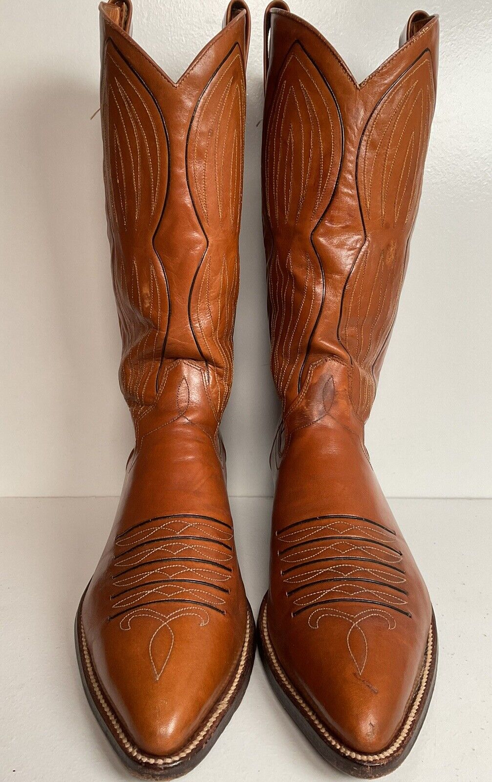 Vintage Dan Post Line Dancing Cowboy Boots 12 B Made in Spain