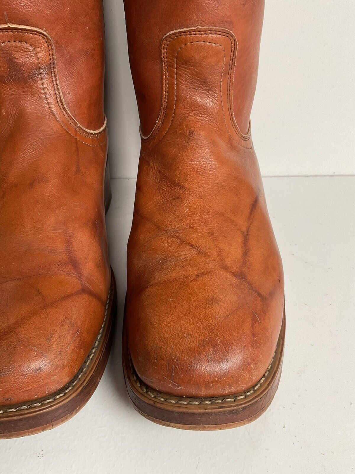 Vintage Dingo Acme Leather Campus Boots 12 D USA Made Thrashed