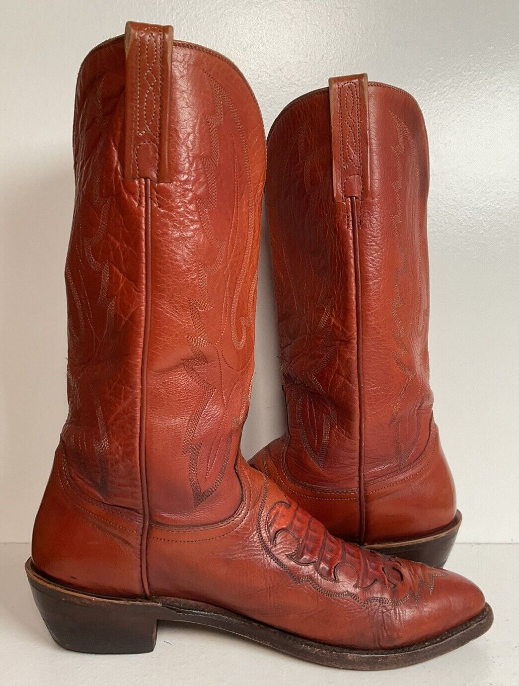 Lucchese 1883 Caiman Crocodile Inlay Cowboy Boots 9 D Exotic