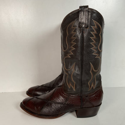 Vintage Tony Lama Patchwork Cowboy Boots 9.5 D Bullhide Gold Label Recraft
