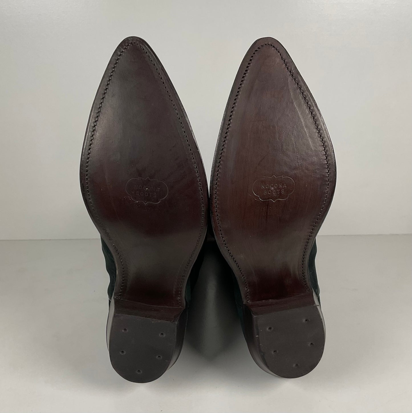 Vintage Nocona Wild Boar Cowboy Boots | Pig Skin Suede | Emerald Green | Men’s 11.5 E