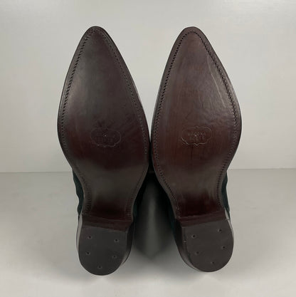 Vintage Nocona Wild Boar Cowboy Boots | Pig Skin Suede | Emerald Green | Men’s 11.5 E