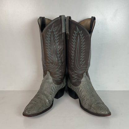 Vintage Dan Post Grey Python Cowgirl Boots 8 C USA Made