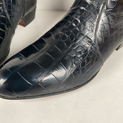 Mezlan for Avventura | Chelsea Zipper Boots | Dark Blue Crocodile | Men’s 10.5