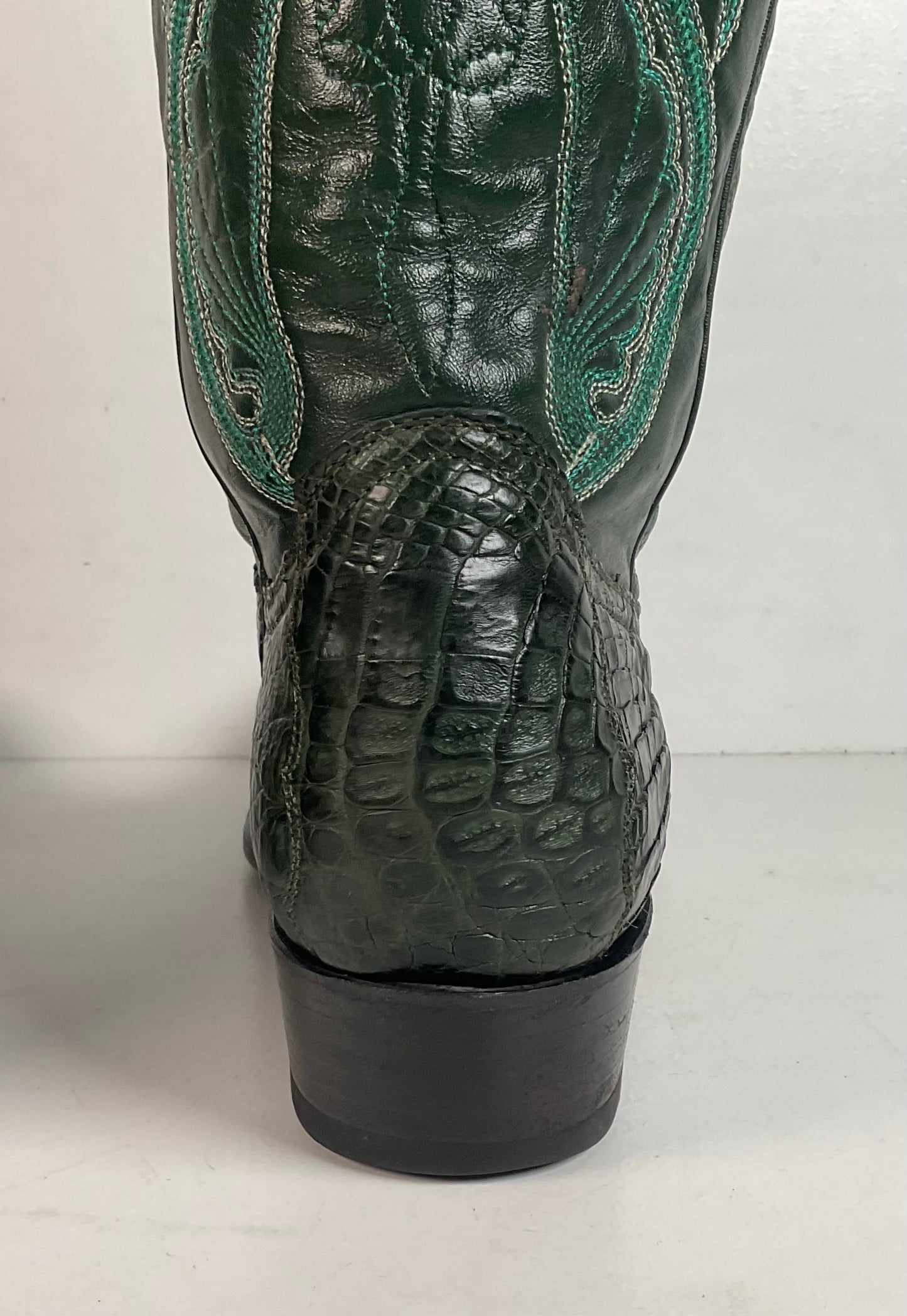 Cuadra Emerald Green Caiman Cowboy Boots 9.5 Exotic Tail Cut