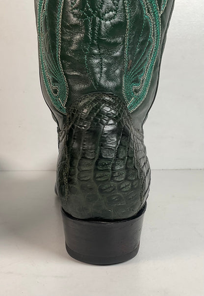 Cuadra Emerald Green Caiman Cowboy Boots 9.5 Exotic Tail Cut