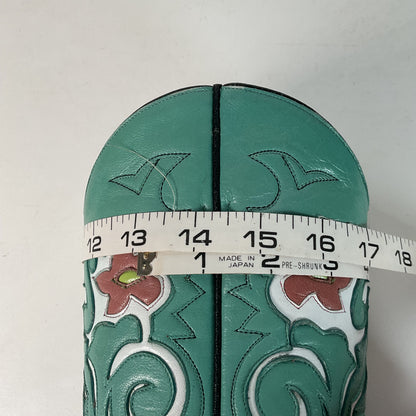 Old Gringo Turquoise Pee Wee Cowgirl Boots 7 B Tooled Flower Inlay Shorty