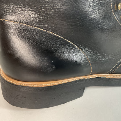 Vintage Men’s Black Leather Ankle Boots Size 9 Plain Toe 1960s
