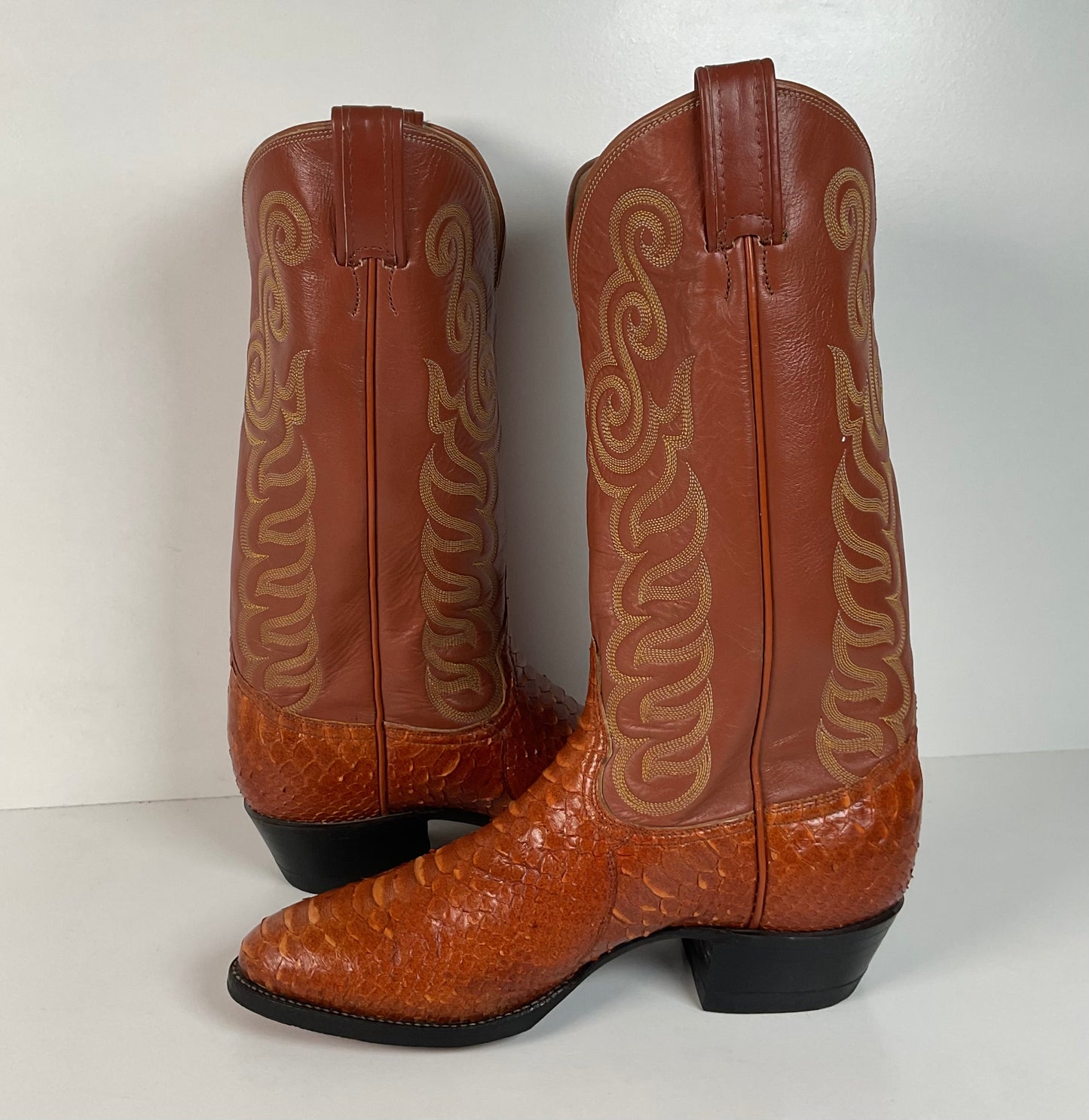 Vintage Tony Lama Python Snakeskin Cowboy Boots | Gold Label | Men’s 8 D