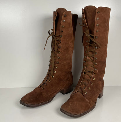 Vintage Tall Suede Lace Up Boots | USA Made | 1960s | Men’s 12 D