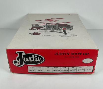 Vintage Justin Algonquin Toe Cowboy Boots | Royal Blue | Patent Leather | 12 EE