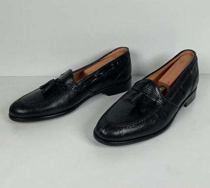 Zelli Italia | Teju Lizard Tassel Loafers | Black | Men’s 9 M