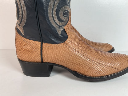 Vintage Larry Mahan Snakeskin Cowboy Boots | Exotic | Narrow | Men’s 11 B
