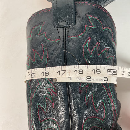 Vintage Olathe Sea Bass Cowboy Boots | Exotic | USA Made | Navy Blue | 13 EE
