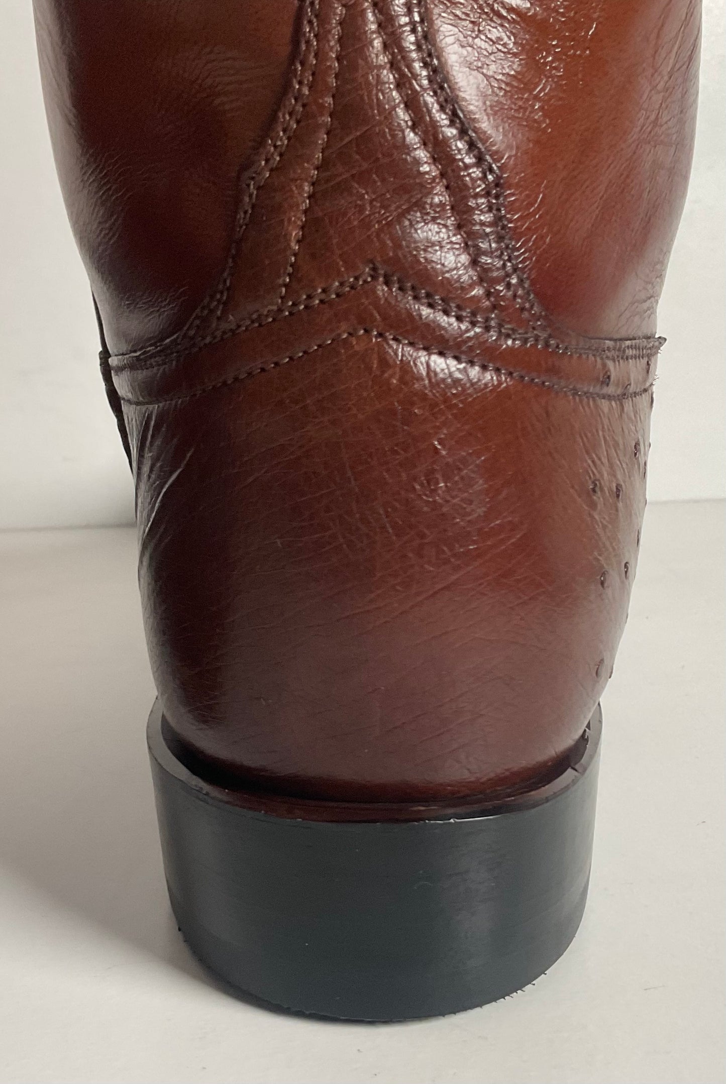 Vintage Lucchese Handmade Smooth Cigar Ostrich Roper Boots 10 D Exotic Cowboy