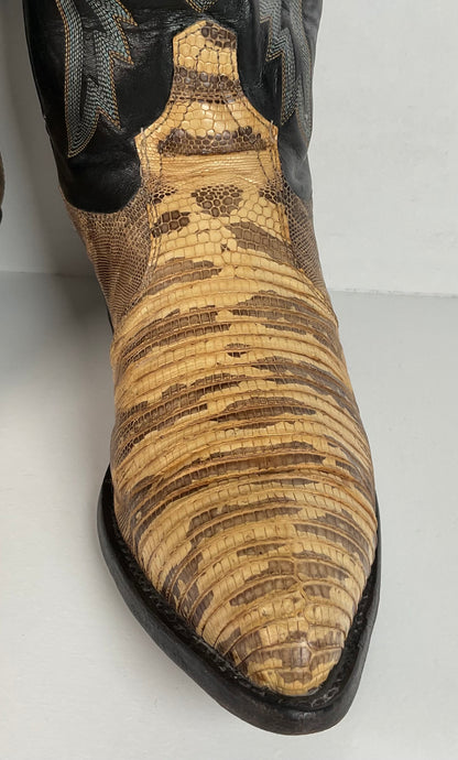 Vintage Tony Lama Cowboy Boots | Natural Teju Lizard | USA Made | Men’s 9 D