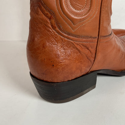 Custom Smooth Ostrich Cowboy Boots | Exotic | Tooled Inlay | Men’s 8.5