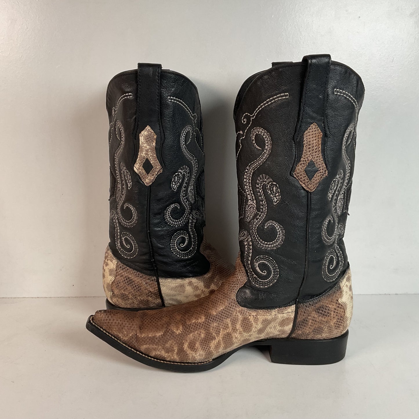 Cuadra Karung Snake Skin Cowboy Boots US 9 Exotic Pointed Toe