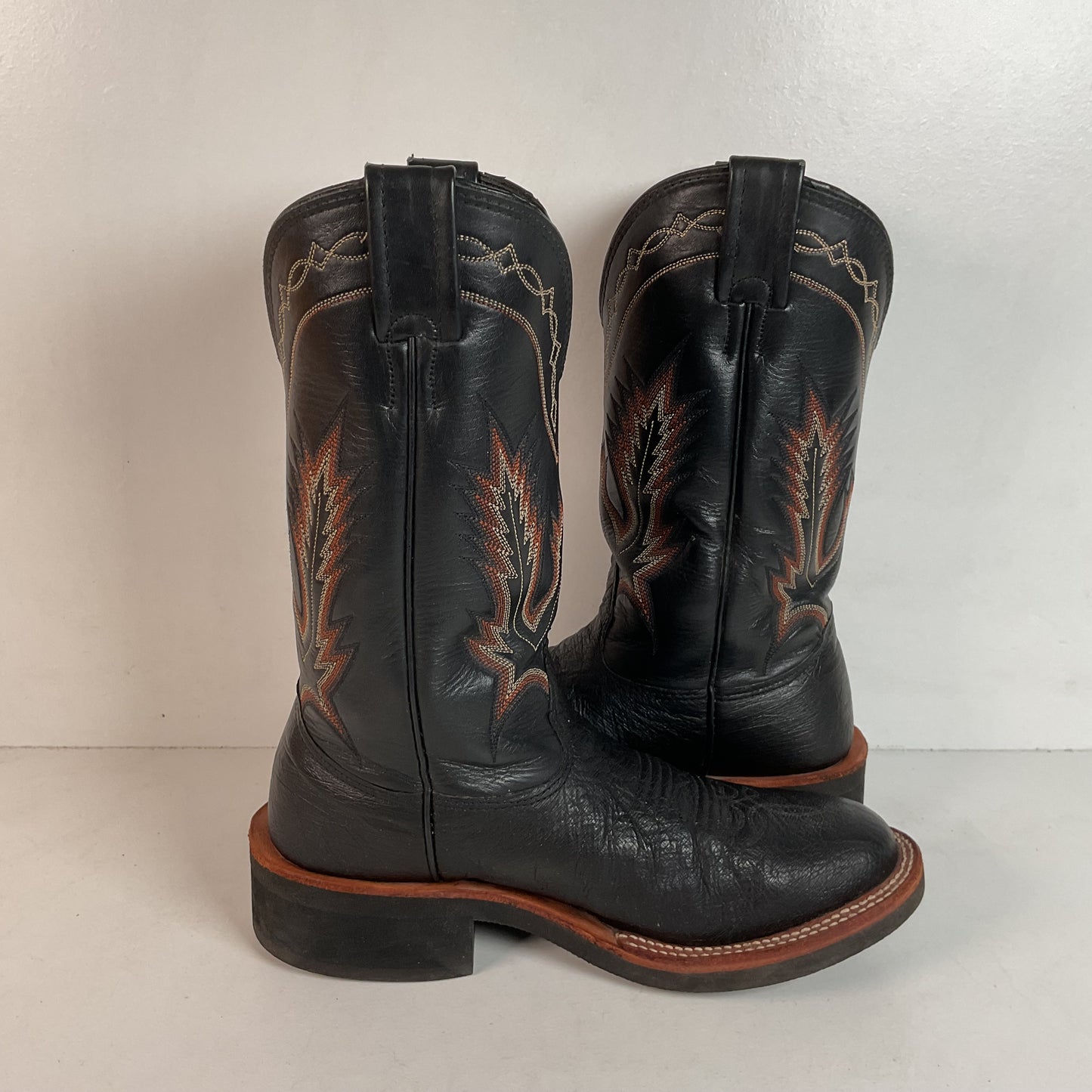 Larry Mahan Smooth Ostrich Roper Boots | Exotic | Crepe | Men’s 7 | Women’s 8