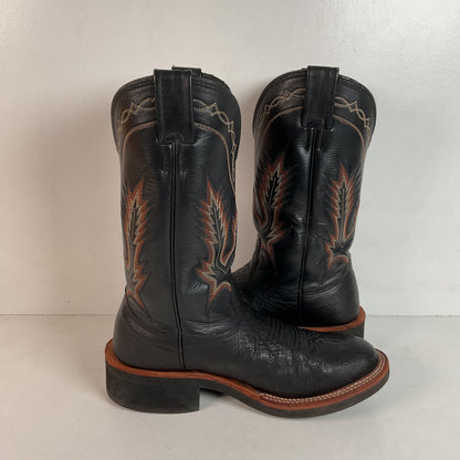 Larry Mahan Smooth Ostrich Roper Boots | Exotic | Crepe | Men’s 7 | Women’s 8