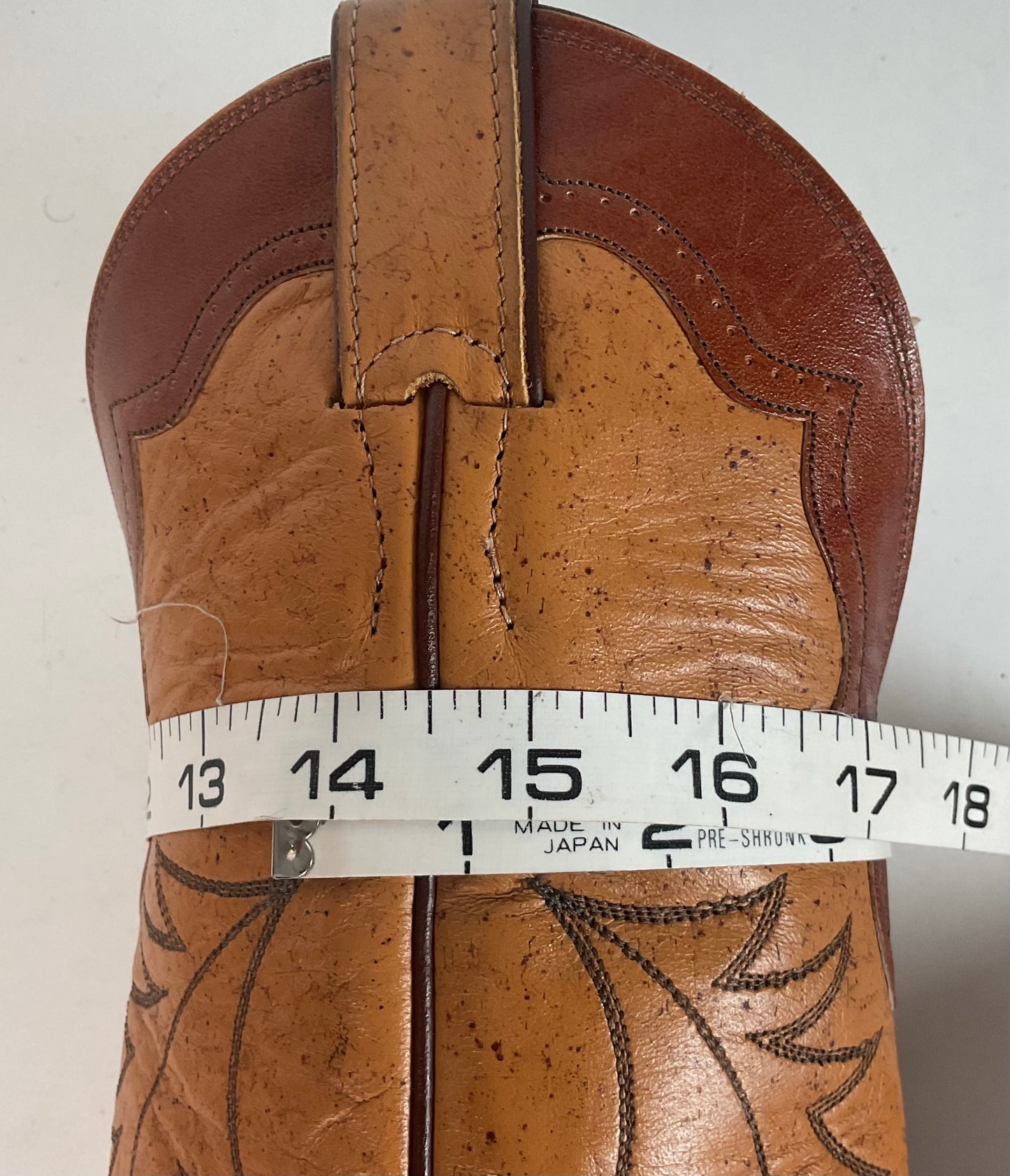 Vintage Justin Tall Cowgirl Boots 8 A Stitched Leaf Tooled Overlay