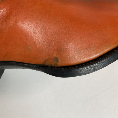 1960s Cowtown Handmade Cowboy Boots 13.5 D Pumpkin Orange Lizard Wingtip