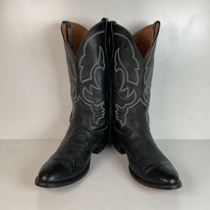 Anderson Bean Black Bullhide Cowboy Boots 12 EE USA Made