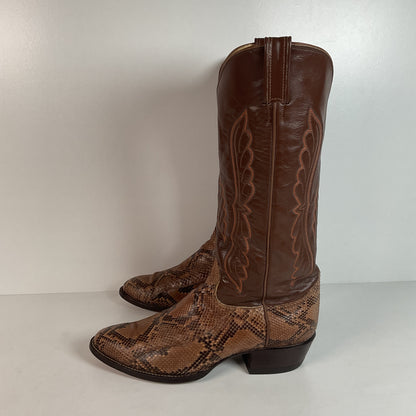 Vintage Tony Lama Python Snakeskin Cowboy Boots | USA Made | Gold Label | 10.5 D