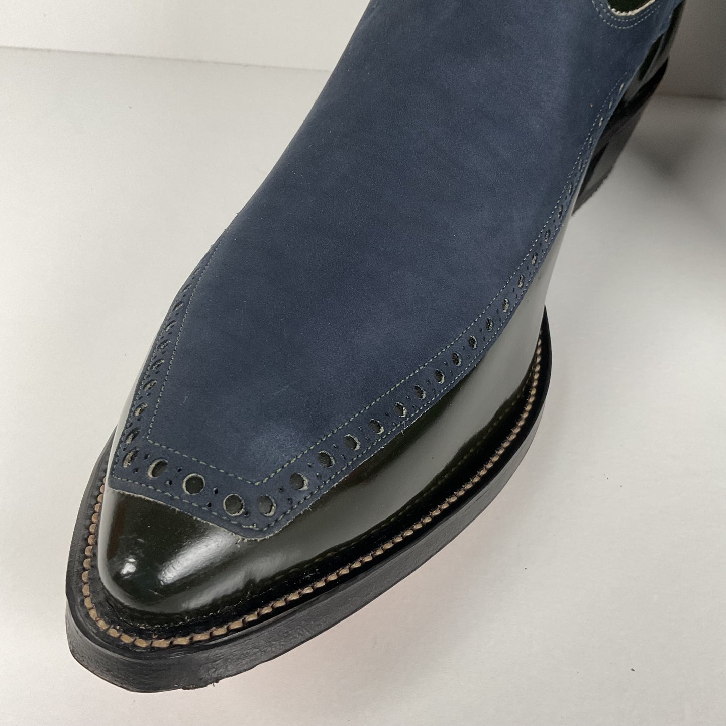 Vintage Justin Algonquin Toe Cowboy Boots | Royal Blue | Patent Leather | 12 EE