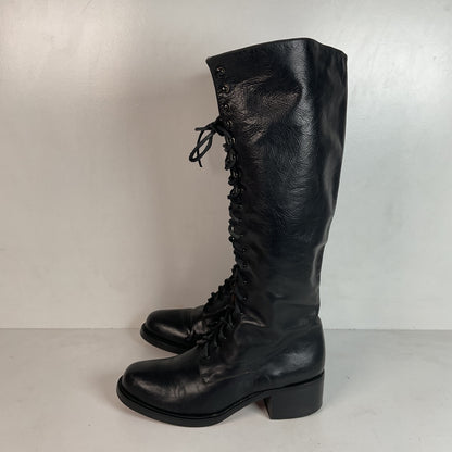 Vintage 1990s Women’s Guess Lace Up Go-Go Boots 7.5 Grunge Punk
