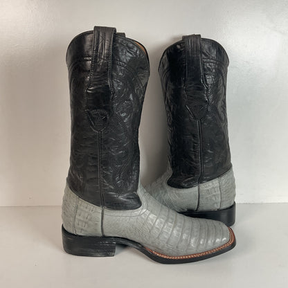 Los Altos Grey Caiman Crocodile Cowboy Boots 9 EE Exotic Belly Cut