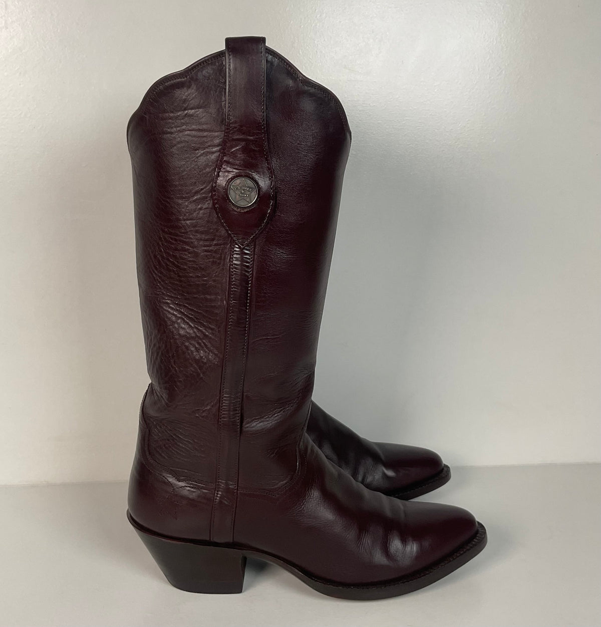 Vintage J. B. Hill Burgundy Calf Cowgirl Boots | Silver Concho Custom | 6.5 B