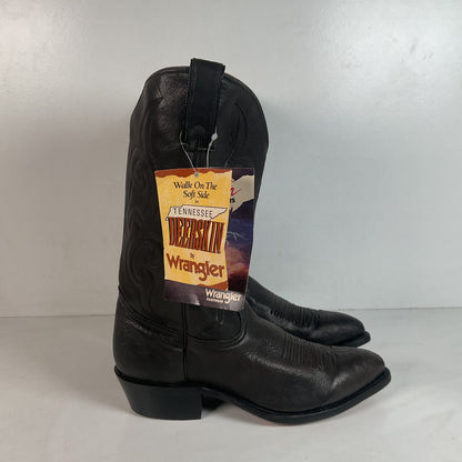 Vintage Wrangler Dark Grey Cowboy Boots 10 D Soft Tennessee Deer Skin