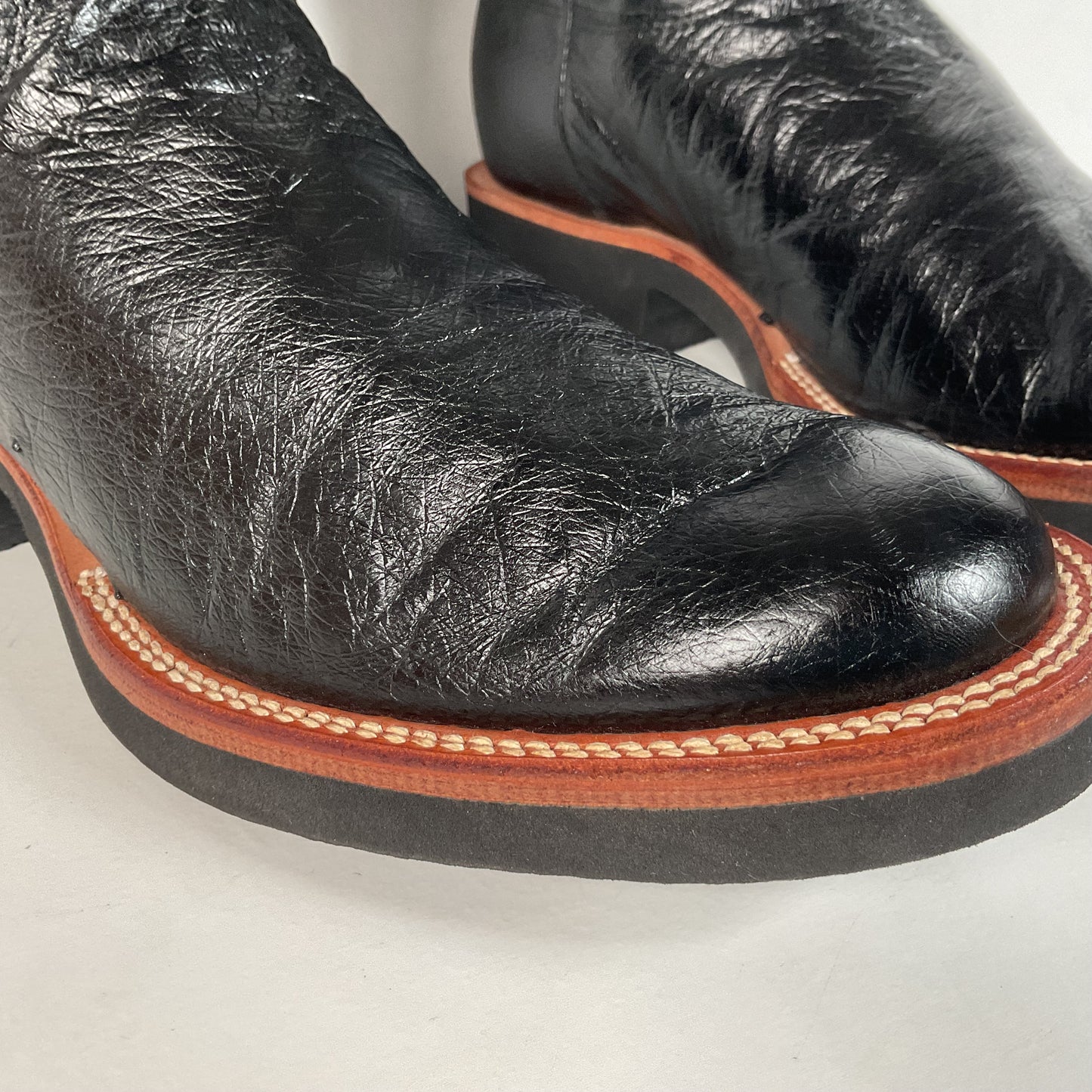 Justin Tekno Crepe | Smooth Ostrich Roper Boots | Exotic | USA Made | Men’s 10 D