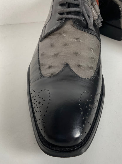 Mezlan Ostrich Quill Medallion Shoes | Derby | Exotic | Men’s 9.5 M
