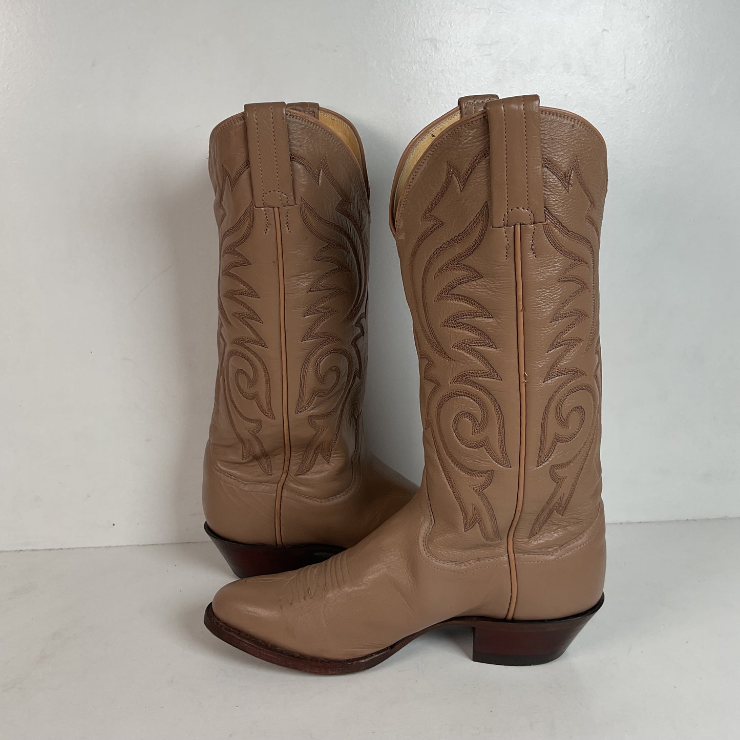 Vintage Panhandle Slim Beige Cowgirl Boots 6.5 B Handcrafted