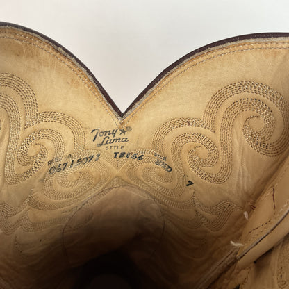 Vintage Tony Lama Teju Lizard Wingtip Cowboy Boots | Gold Label | Men’s 8.5 D