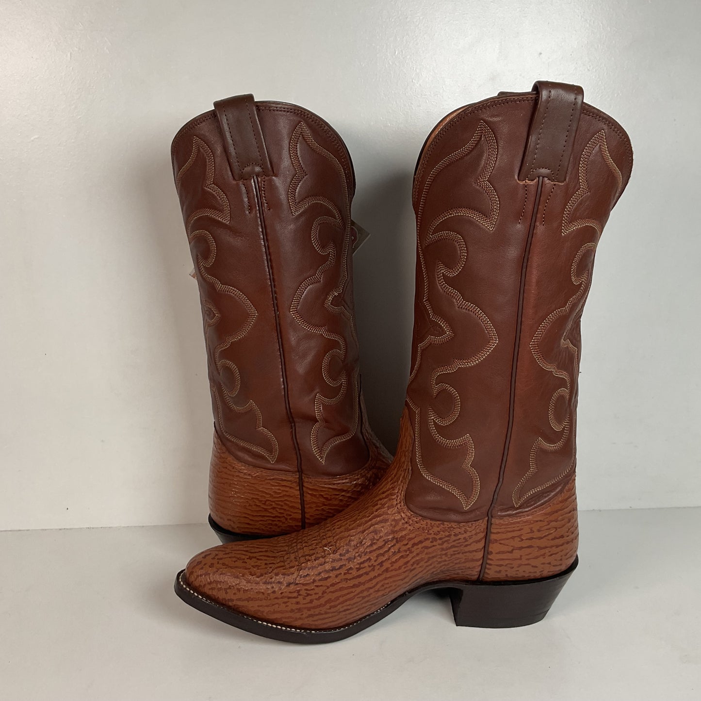 Vintage Nocona Shark Skin Cowboy Boots 9 E USA Made Exotic