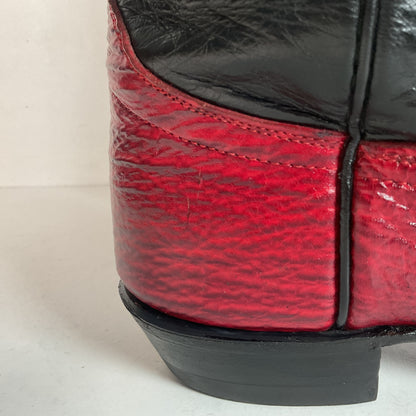 Vintage Hondo Shark Skin Cowgirl Boots 7.5 B Exotic Cherry Red